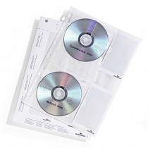 Карман Durable, для CD/DVD, 4 диска, с перфорацией, полипропилен, для альбома D5227, 5 штук